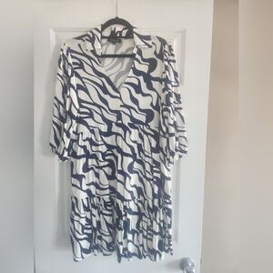 Navy and White Patterned Dress